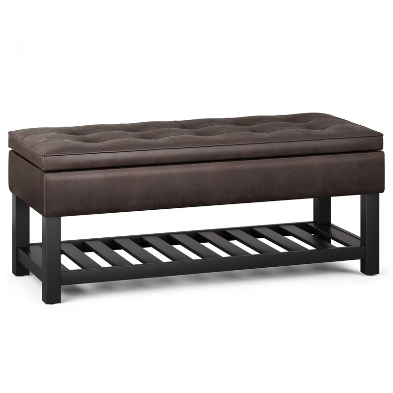 Cosmopolitan – Storage Ottoman Bench With Open Bottom – Distressed Brown