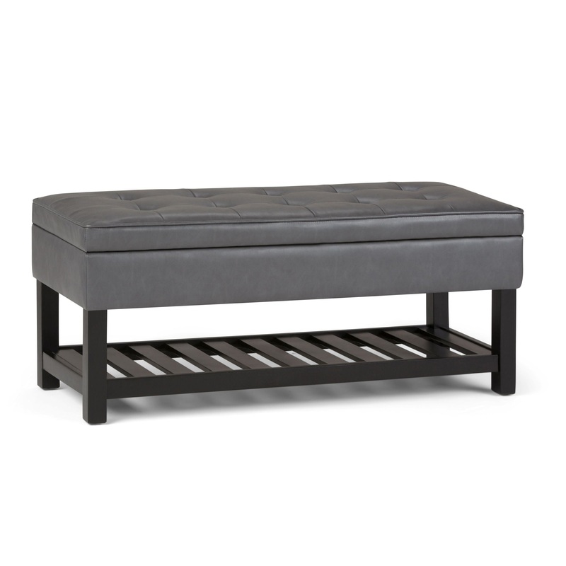 Cosmopolitan – Storage Ottoman Bench With Open Bottom – Stone Gray