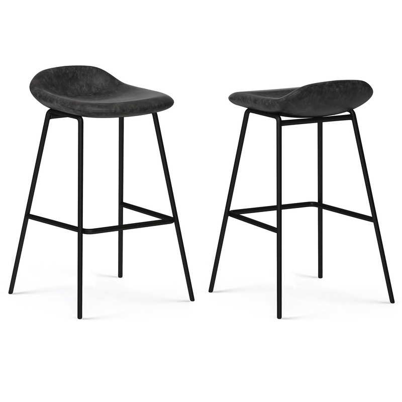Dafney – Bar Stool (Set of 2) – Distressed Charcoal Gray