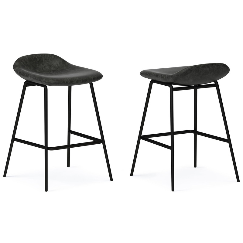 Dafney – Counter Height Stool (Set of 2) – Distressed Charcoal Gray