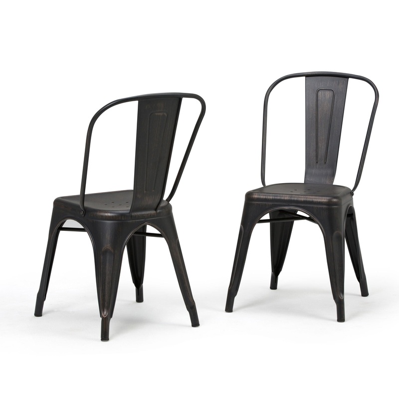 Fletcher – Dining Side Chair (Set of 2) – Distressed Black / Copper