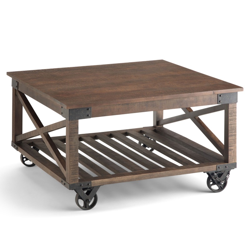 Harding – Square Coffee Table – Distressed Dark Brown