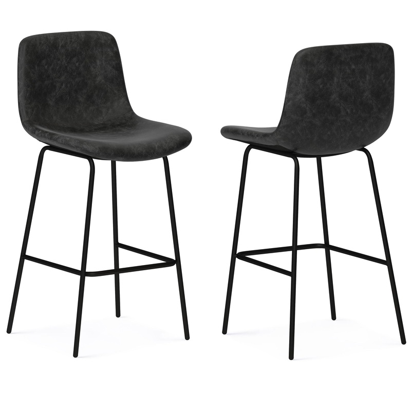 Jolie – Bar Stool (Set of 2) – Distressed Charcoal Gray