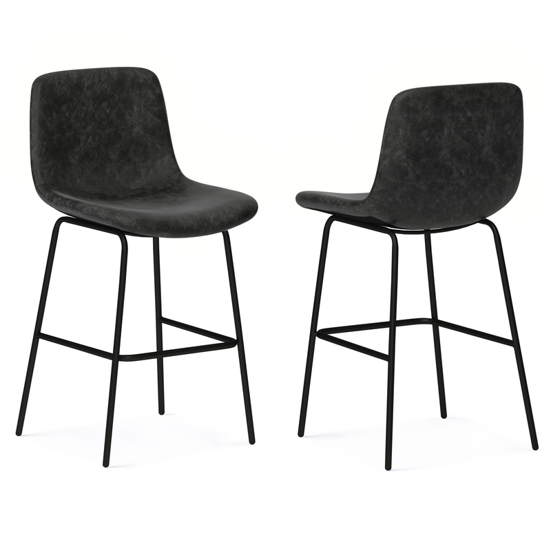 Jolie – Counter Height Stool (Set of 2) – Distressed Charcoal Gray