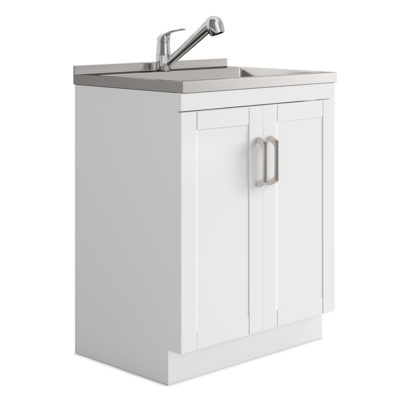 Kyle – Laundry Cabinet &Faucet And Stainless Steel Sink – White