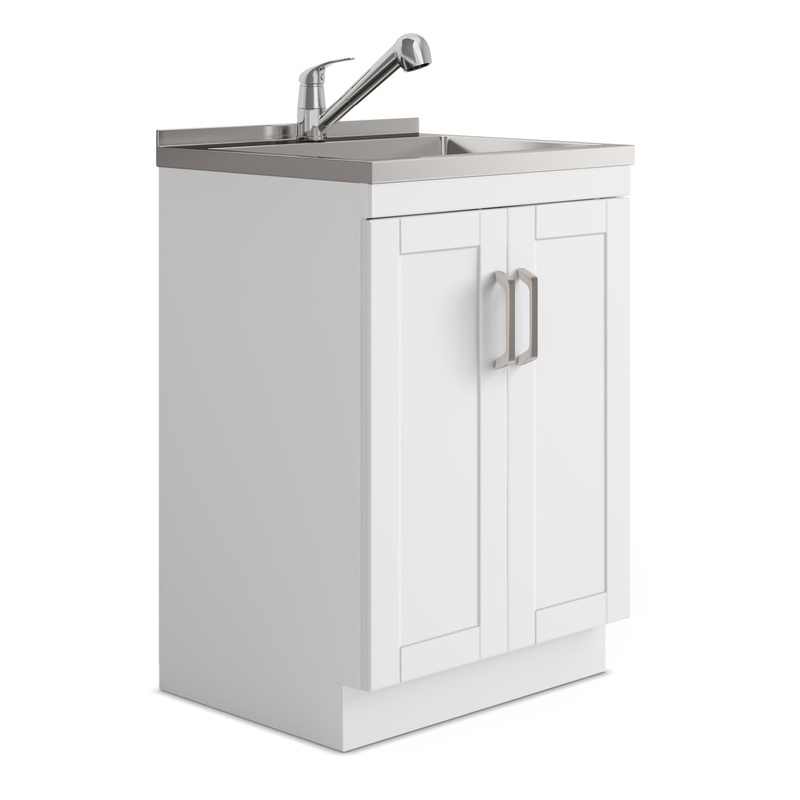 Kyle – Laundry Cabinet With Faucet And Stainless Steel Sink – White