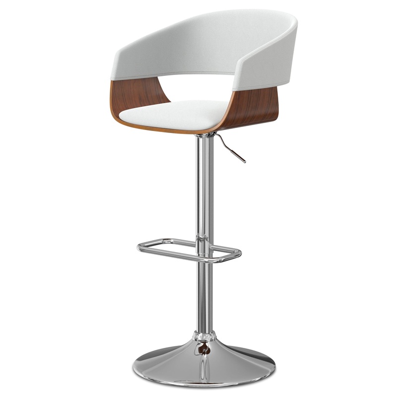 Lowell – Adjustable Swivel Bar Stool – White