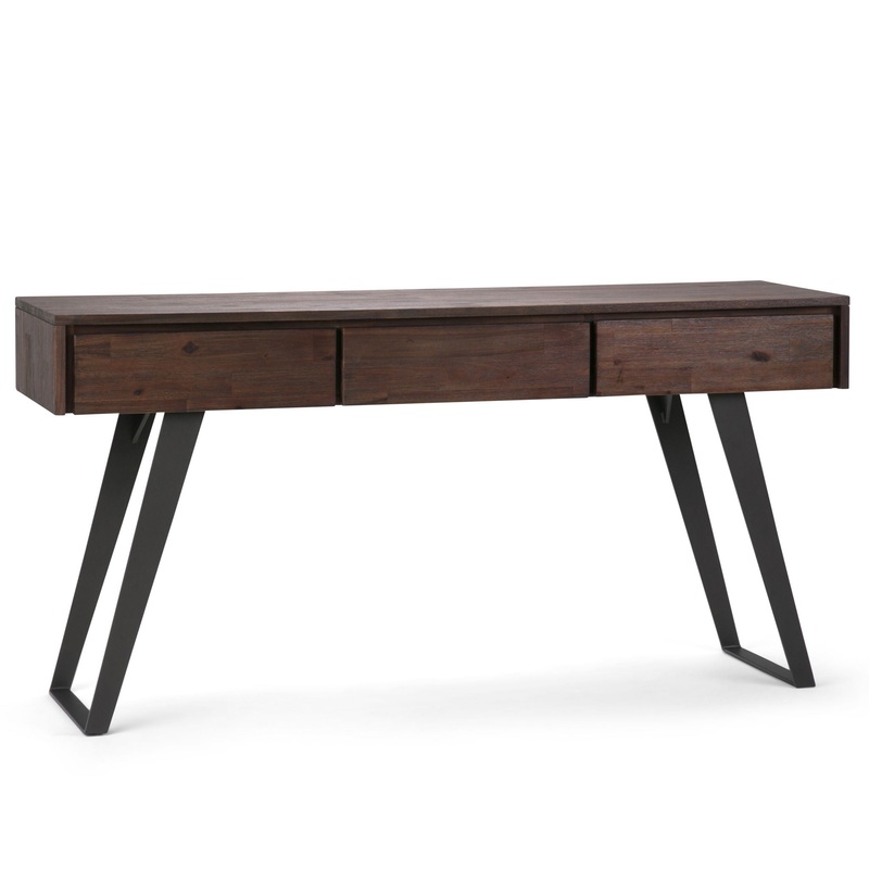 Lowry – Console Sofa Table – Distressed Charcoal Brown