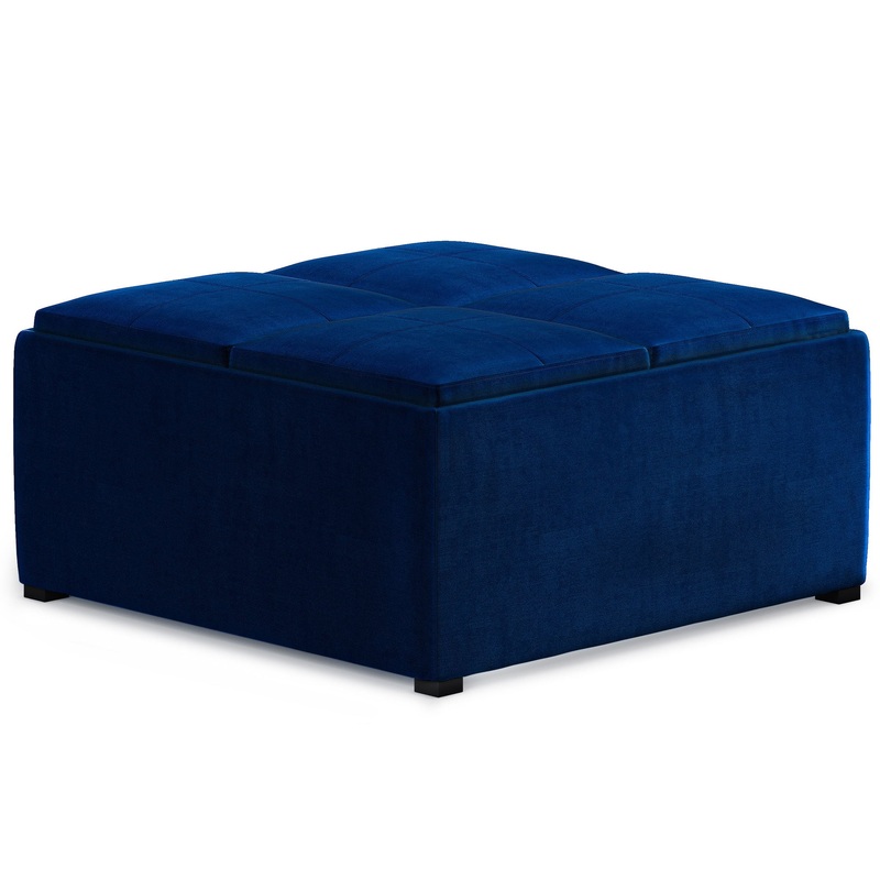 Avalon – Square Coffee Table Storage Ottoman – Blue