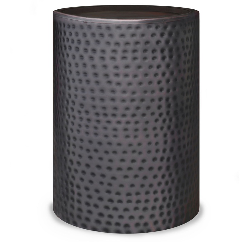 Corbin – Metal Side Table – Hammered Antique Copper – Black