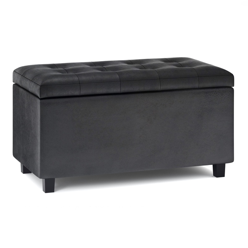 Cosmopolitan – Storage Ottoman – Distressed Black