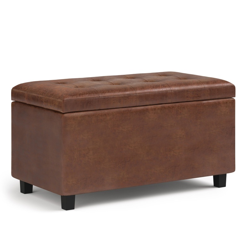 Cosmopolitan – Storage Ottoman – Distressed Saddle Brown