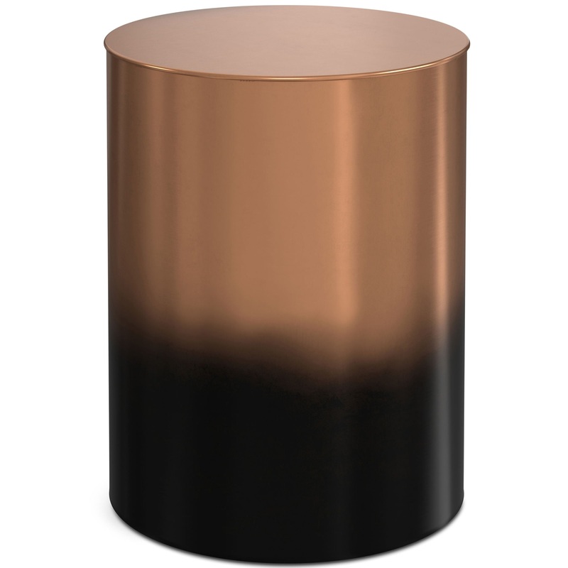 Curtis – Metal Cylinder Accent Table – Ombre Black / Copper