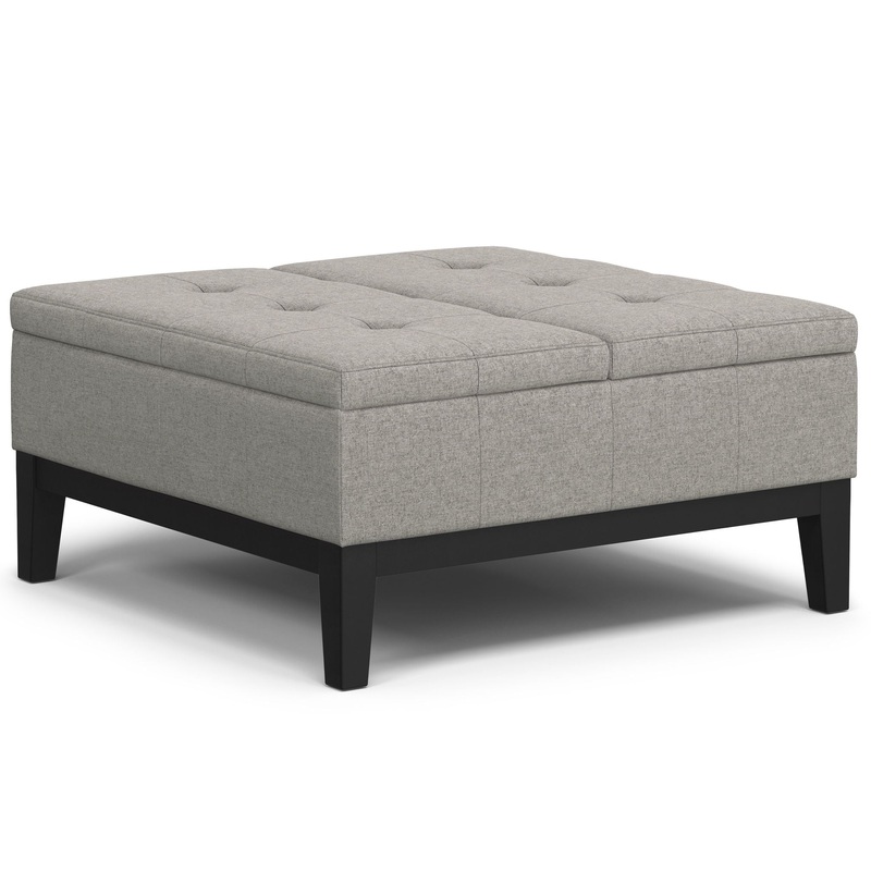 Dover – Multifunctional Lift Top Coffee Table Storage Ottoman – Gray