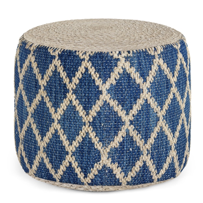 Edgeley – Round Pouf – Classic Blue / Natural