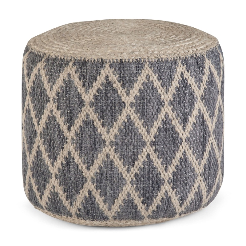 Edgeley – Round Pouf – Gray / Natural