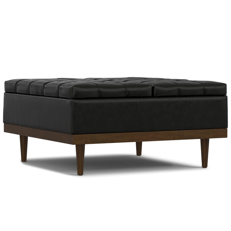 Mariah – Lift Top Table Storage Ottoman – Black