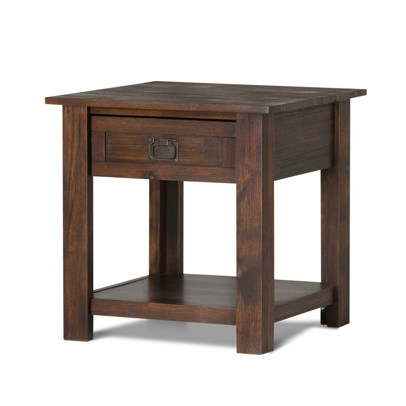 Monroe – End Table – Distressed Charcoal Brown