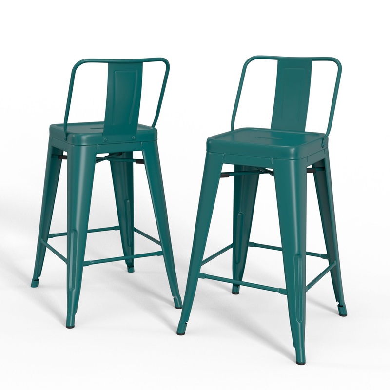 Rayne – Counter Height Stool (Set of 2) – Teal Blue