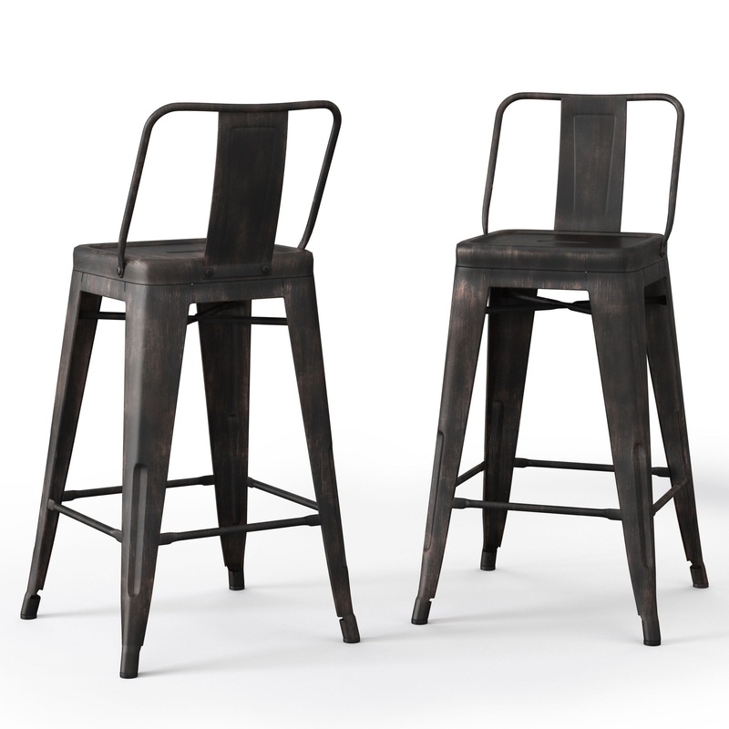Rayne – Metal Counter Height Stool (Set of 2) – Distressed Black