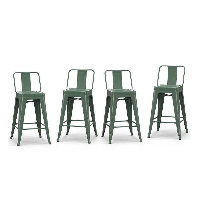Rayne – Metal Counter Height Stool (Set of 4) – Deep Sage Green