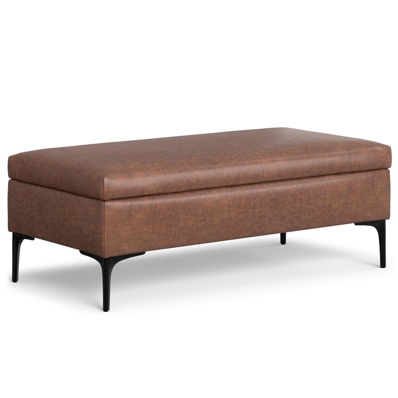 Rebecca – Large Coffee Table Storage Ottoman With Lift Up Lid – Brown