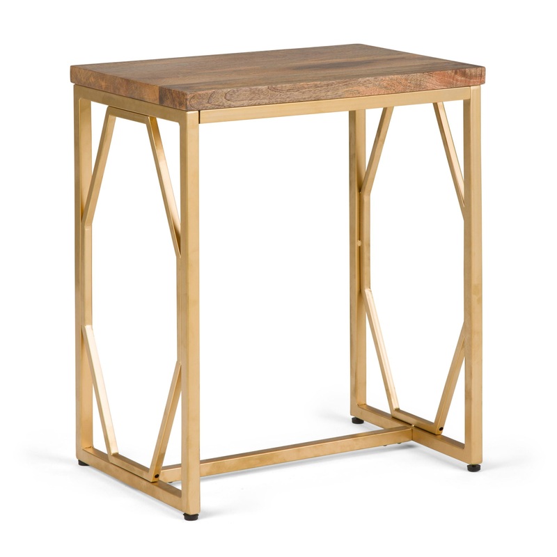 Selma – Metal And Wood Accent Table – Natural / Gold