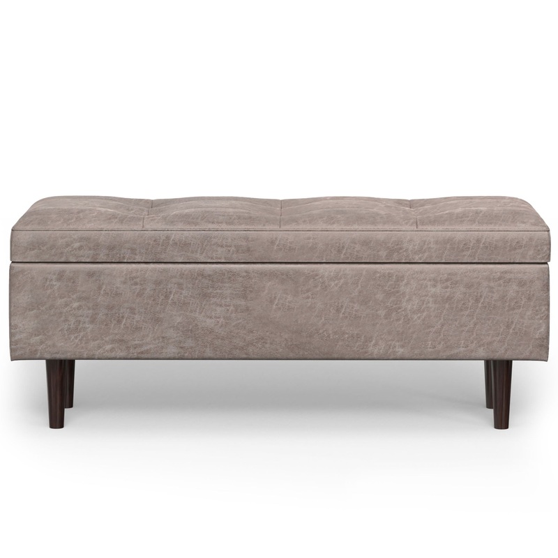 Shay – Mid Century Rectangular Storage Ottoman – Gray