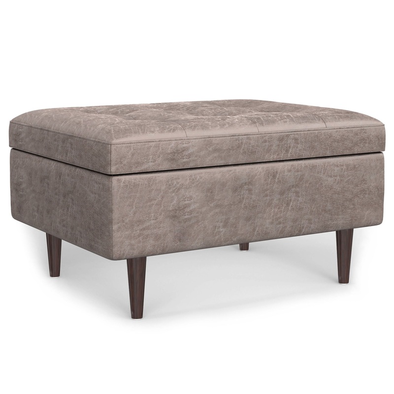 Shay – Mid Century Small Coffee Table Storage Ottoman – Gray