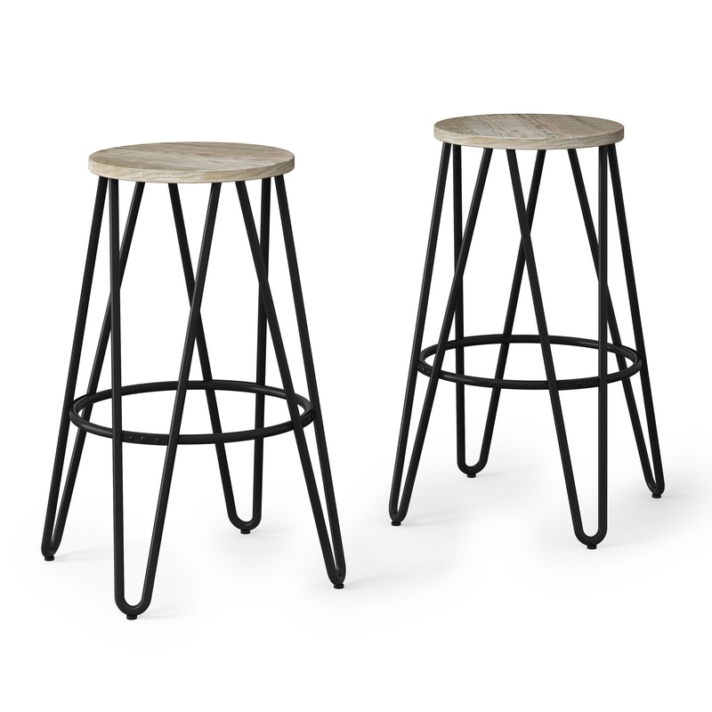 Simeon – Counter Height Stool With Wood Seat (Set of 2) – Natural / Black