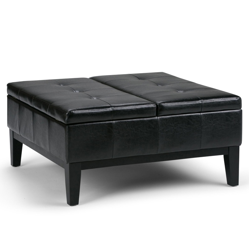 Dover – Square Coffee Table Storage Ottoman – Midnight Black