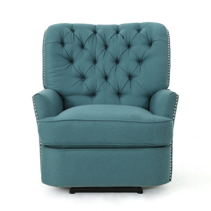 Electric Recliner Chair With Elegant Copper Accents And Soft Upholstery – Teal