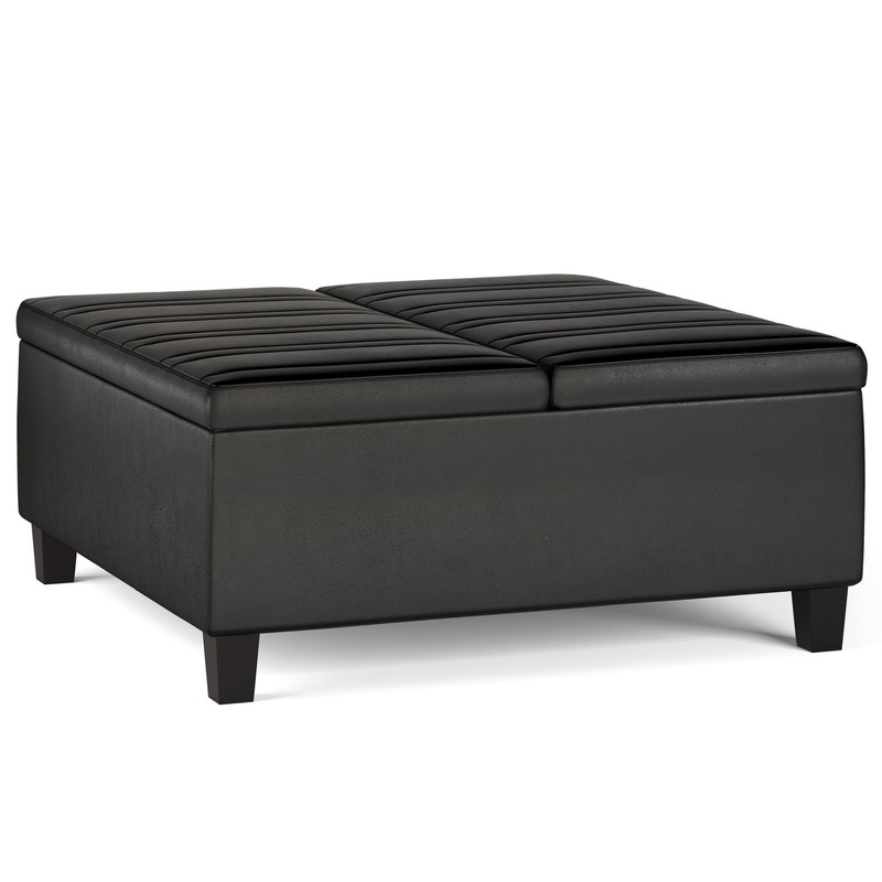 Ellis – Coffee Table Storage Ottoman – Distressed Black