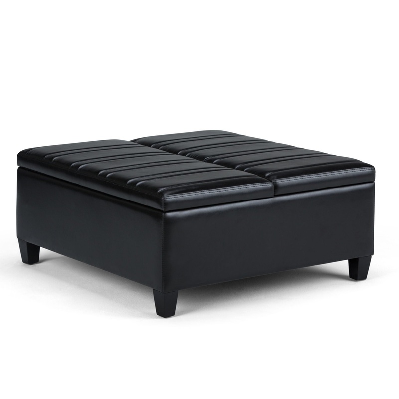 Ellis – Coffee Table Storage Ottoman – Midnight Black