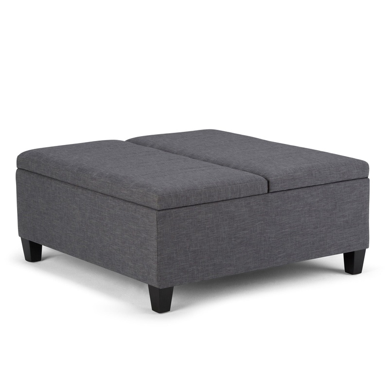 Ellis – Coffee Table Storage Ottoman – Slate Gray
