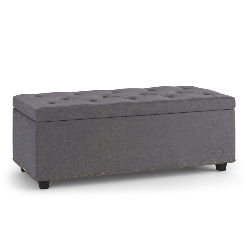 Hamilton – Lift Top Rectangular Storage Ottoman – Slate Gray
