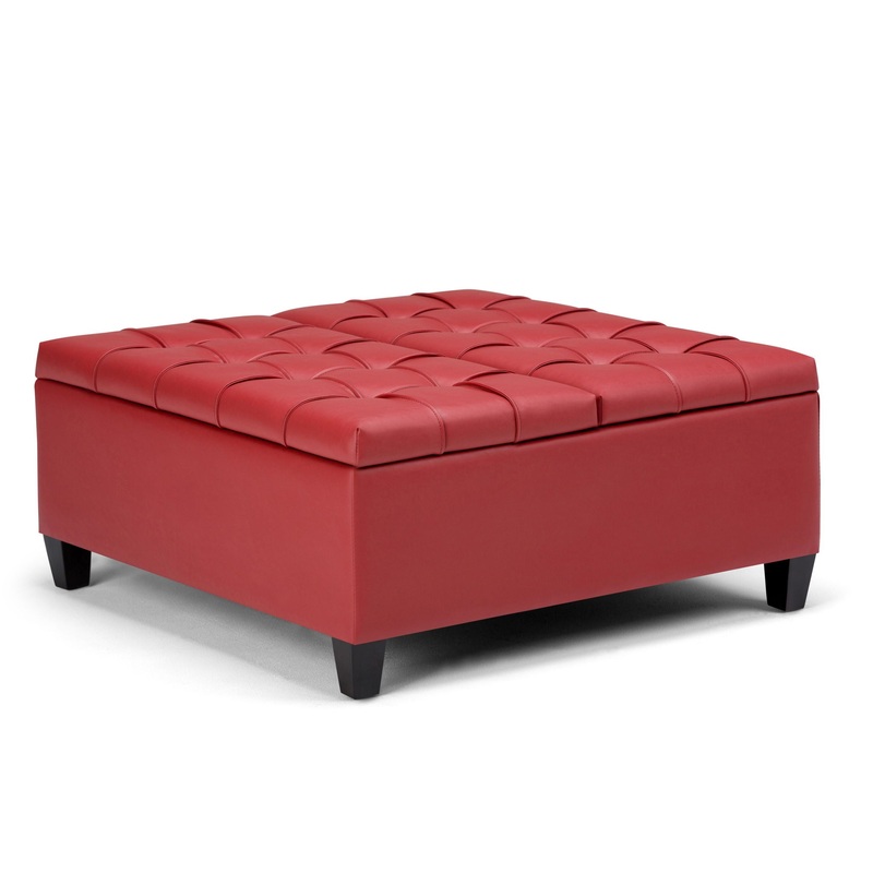 Harrison – Coffee Table Storage Ottoman – Crimson Red