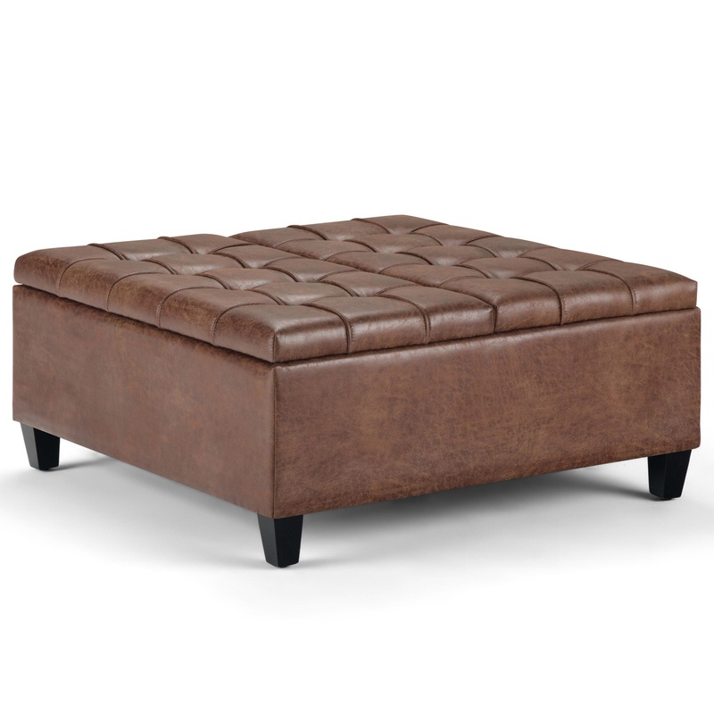 Harrison – Coffee Table Storage Ottoman – Distressed Umber Brown