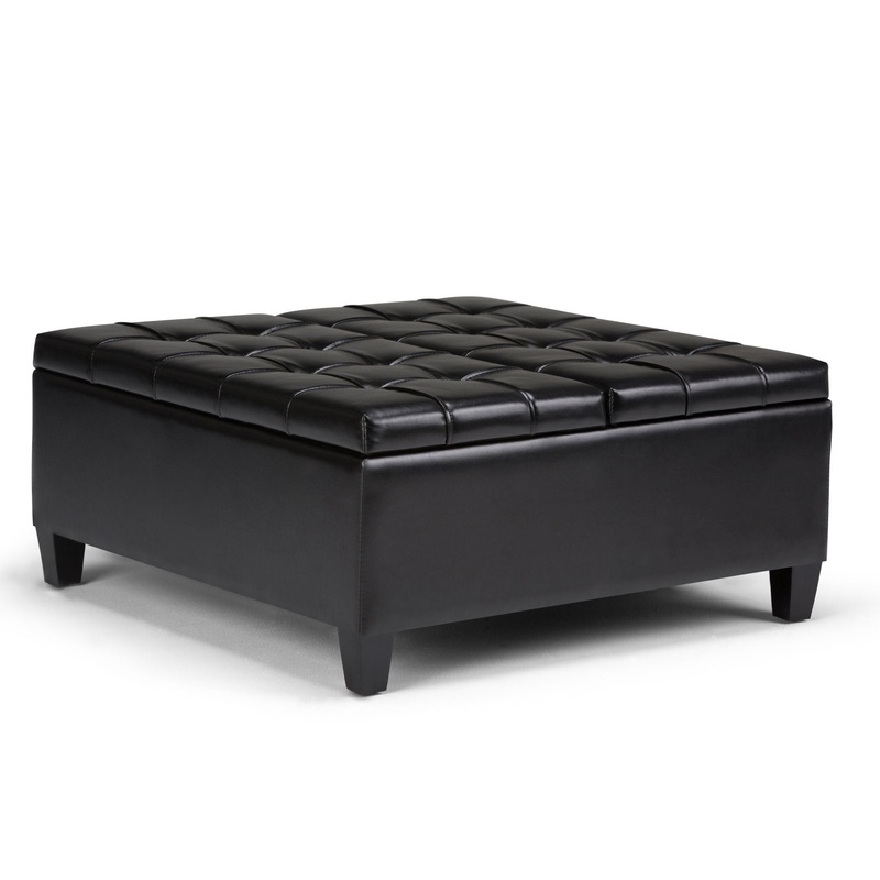 Harrison – Coffee Table Storage Ottoman – Midnight Black