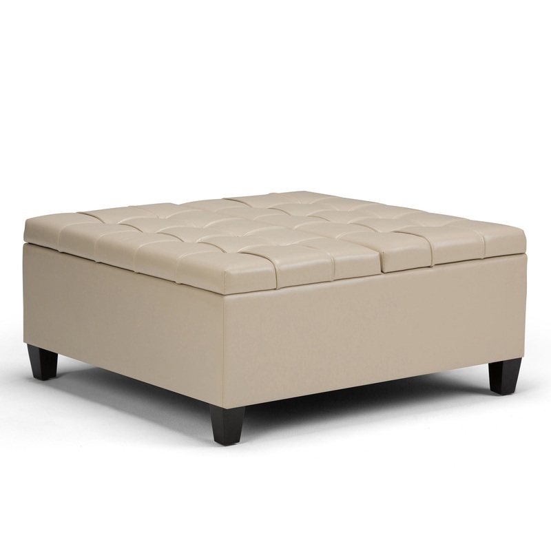 Harrison – Coffee Table Storage Ottoman – Satin Cream
