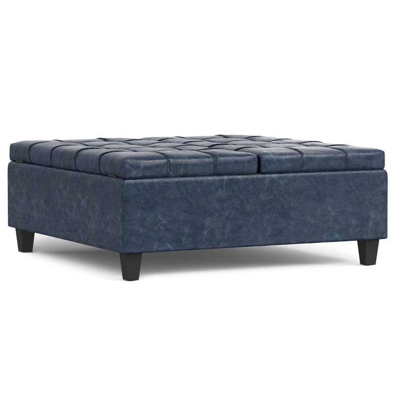 Harrison – Large Square Coffee Table Storage Ottoman – Blue