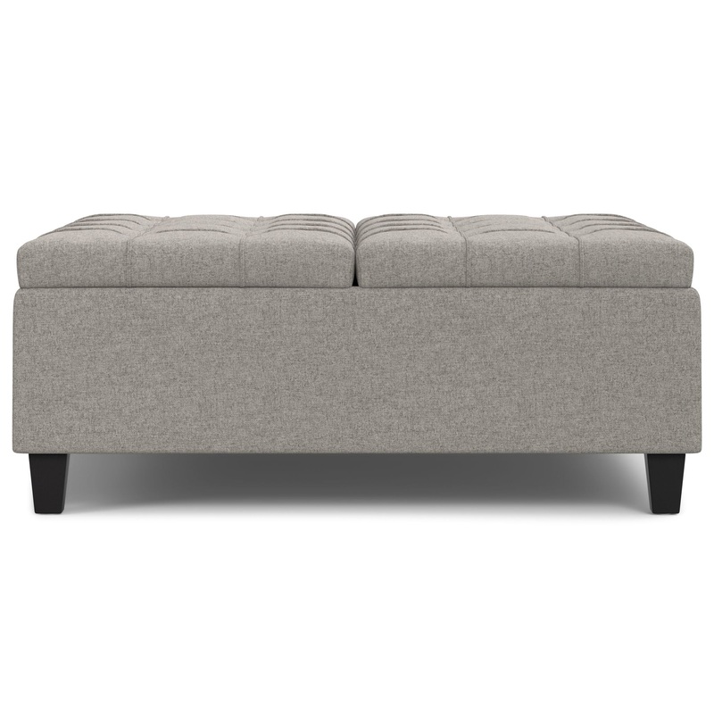 Harrison – Large Square Coffee Table Storage Ottoman – Gray
