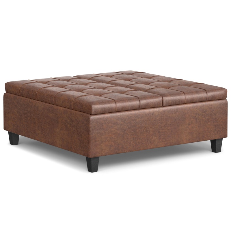 Harrison – Multifunctional Large Square Coffee Table Storage Ottoman – Brown