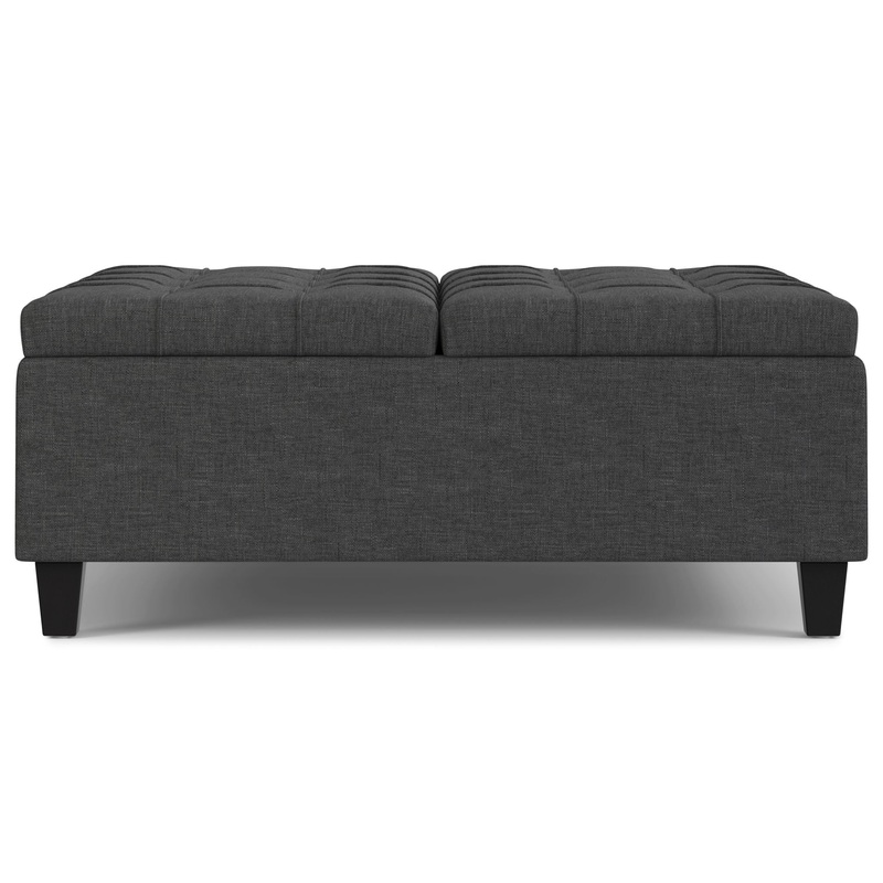 Harrison – Multifunctional Large Square Coffee Table Storage Ottoman – Gray