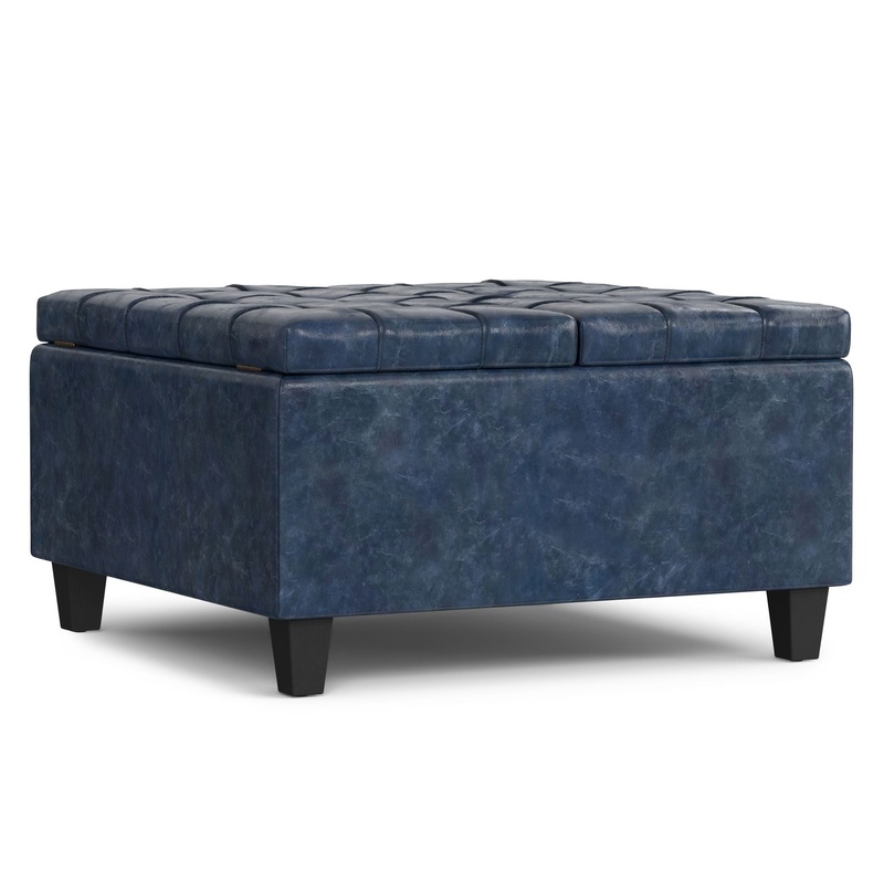 Harrison – Small Square Coffee Table Storage Ottoman – Blue