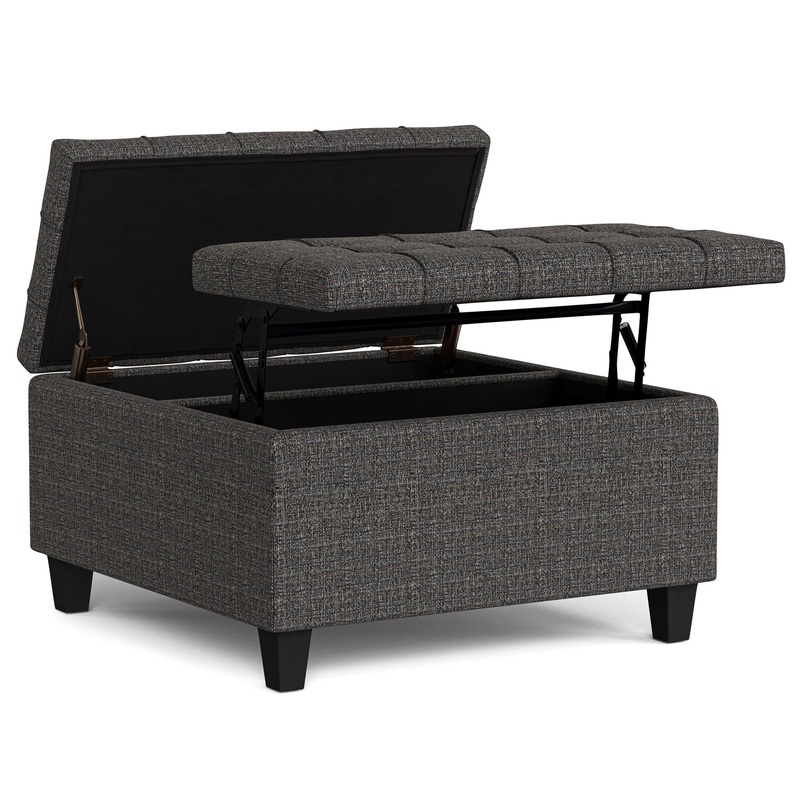 Harrison – Small Square Coffee Table Storage Ottoman – Ebony