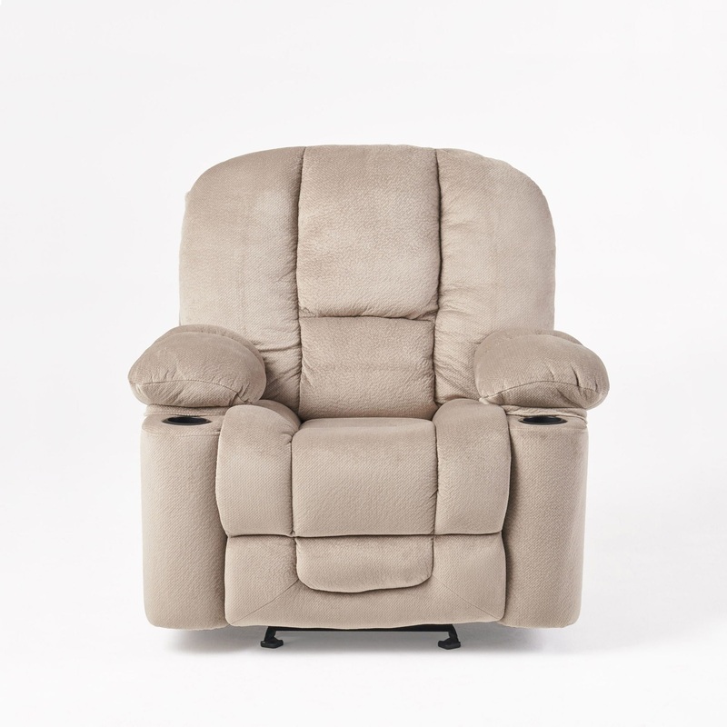 Luxurious Manual Recliner Chair, Skin-Friendly, Dual Cup Holders – Coffee