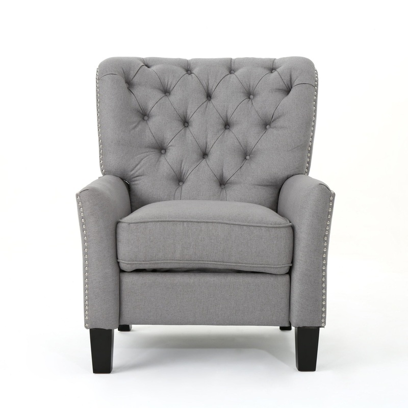 Modern Push Back Recliner – Light Gray