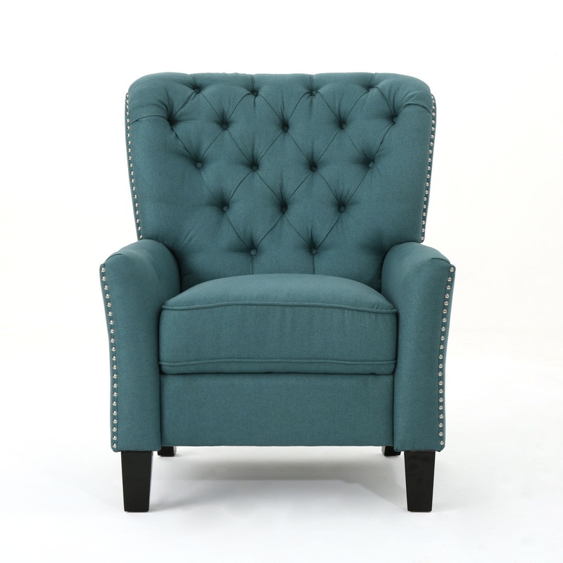 Modern Push Back Recliner – Teal