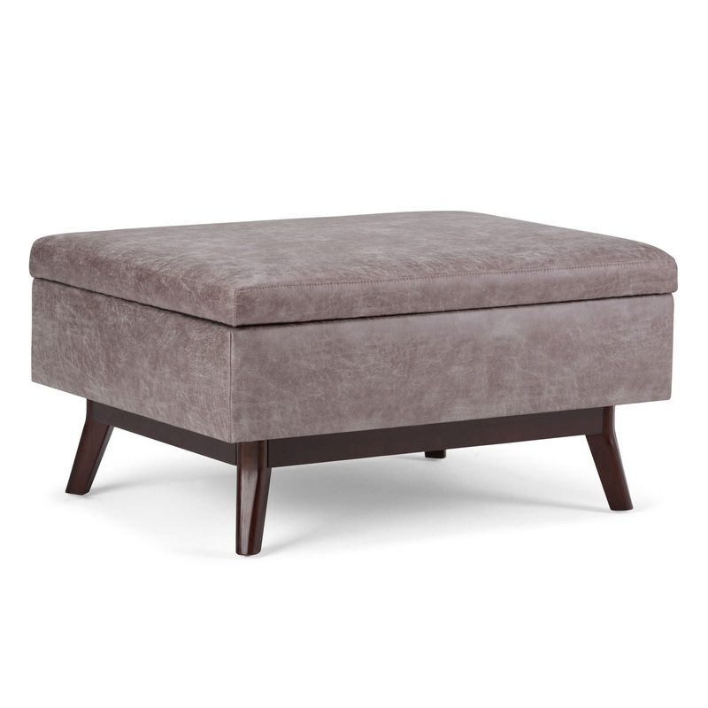 Owen – Coffee Table Storage Ottoman – Distressed Gray Taupe